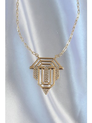 Senka Mey Ithalat® 316L Çelik Zincir Gold Renk Zirkon Taşlı Serenay Kolyesi