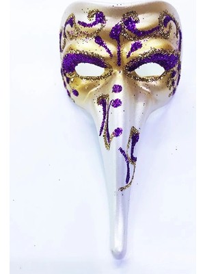 Senka Mor Renk Işlemeli Seramik Malzemeden Imal Venedik Uzun Maske Magnet