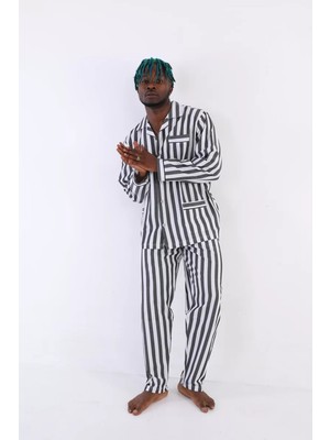 bebekokusu 4007 Uzun Kol Çizgili Gaffur Erkek  Pijama Takım