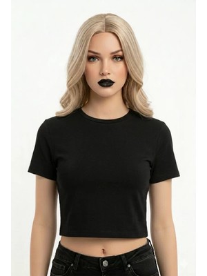 bebekokusu Crop Kısakollu Body Siyah Renk