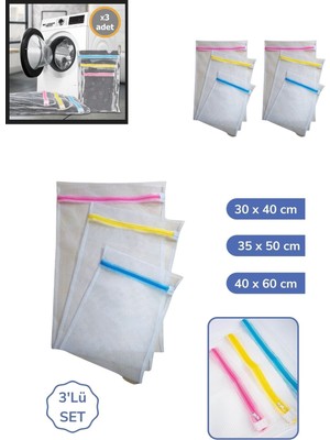Alvera 3&amp;#39;lü Çamaşır Yı Filesi Set Renkli Fermuarlı Pratik Çamaşır Yı Filesi Seti 3 Boy