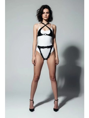 bebekokusu Siyah Harness Takım Parlak Deri Metal Halka Detaylı - BRF1130