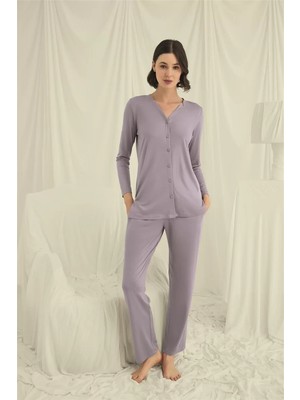 bebekokusu Uzun Kollu Düğmeli V Yaka Pijama Takımı
