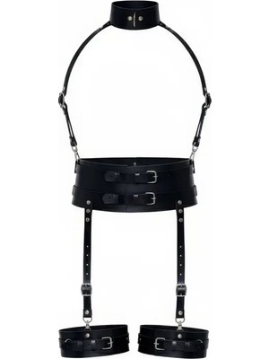 bebekokusu Siyah Harness Takım Geniş Bel Boyunluk Detaylı - BRF1031