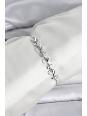 Vice Avm Gümüş Renk Zirkon Taşlı Sıralı Damla Model Asansörlü Kadın Bileklik - TJ-BB8337104669 Tg-V