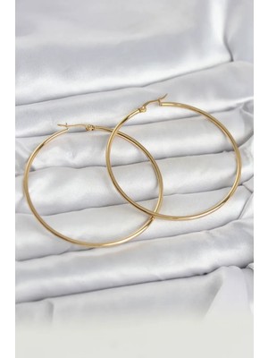 Vice Avm 316L Çelik Gold Renk 60 mm Halka Kadın Küpe (VICE/1395)