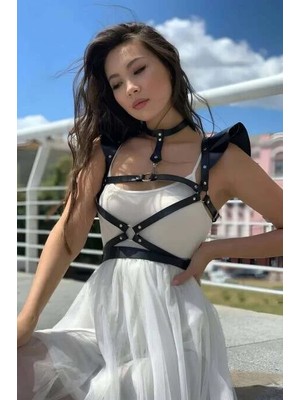 bebekokusu Şık Deri Seksi Göğüs Deri Harness - BRF996