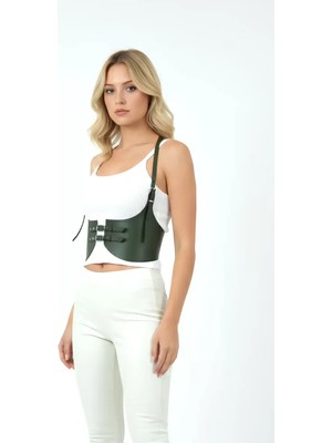 bebekokusu Haki Renk Kalın Kadın Kemeri, Deri Kemer Harness - BRF605