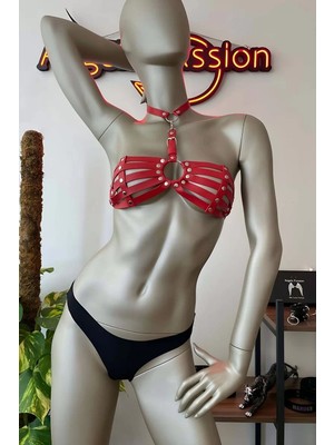 bebekokusu Kırmızı Deri Seksi Sütyen