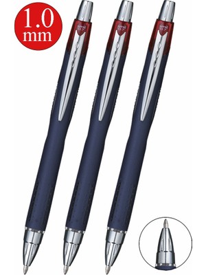 Artlantis Kırmızı Jel Uçlu Pilot Kalem 3 Adet Uniball Jetstream SXN-210 1.0 mm Basmalı Pilot Kalem Roller Uçlu Likit Mürekkepli