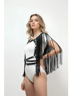 bebekokusu Püskül Detaylı Deri Göğüs Harness, Deri Harness Püsküllü Ceket - BRF999