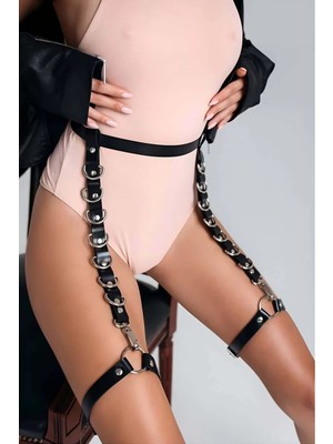 bebekokusu Siyah Deri Bacak Harness - BRF734