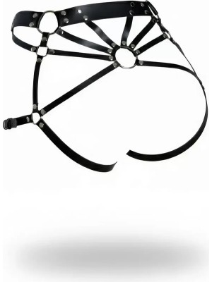 bebekokusu Siyah Tanga - Külot Deri Bantlı Halka Detaylı Kalça Aksesuarı - BRF1048