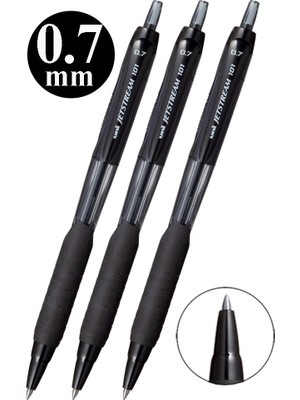 Artlantis Siyah Jel Uçlu Pilot Kalem 3 Adet Uniball Jetstream SXN-101 0.7 mm Roller Basmalı Kalem Roller Uçlu Likit Mürekkepli