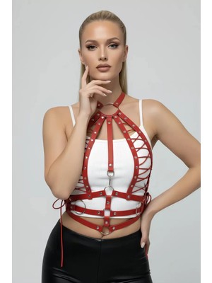 bebekokusu Kırmızı Kadın Kemer Bağcıklı Metal Tokalı Beden Aksesuarı - BRF1077