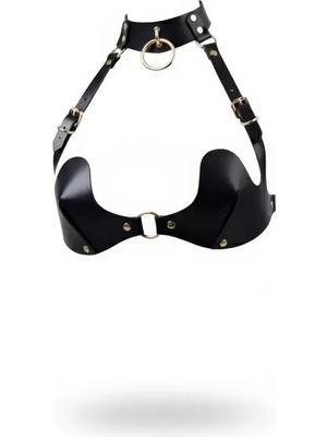 bebekokusu Siyah Göğüs Harness Boyunluklu O Halka Detaylı - BRF1226