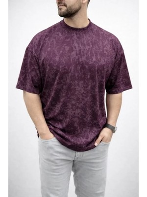 Pileli Store Pilelistore- Erkek Premium Tişört Osy Yumuşak Dokulu Yıkamalı Oversize T-Shirt - Bordo