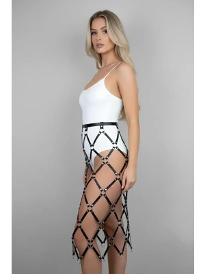bebekokusu Harness Etek, Deri Örgü Harness Etek, Şık Tayt Üzeri Etek - BRF410