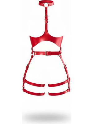 bebekokusu Kırmızı Harness Takım Deri Tokalı Boyun Detaylı - BRF1386