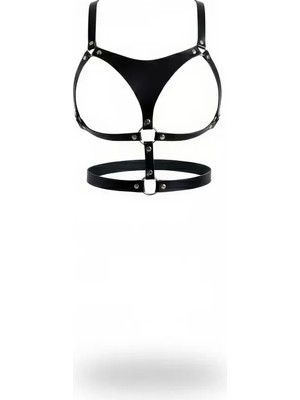 bebekokusu Siyah Göğüs Harness Deri O-Ring Detaylı - BRF1388