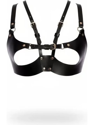 bebekokusu Siyah Göğüs Harness Suni Deri Ayarlanabilir Metal Tokalı - BRF1377