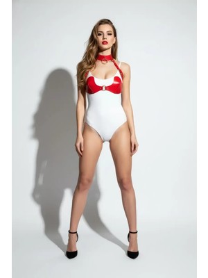 bebekokusu Kırmızı Göğüs Harness Parlak Suni Deri Halka Detaylı - BRF1226