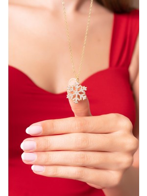 PremiumPort 925 Ayar Gümüş Pırlanta Taşlı Kar Tanesi Kadın Kolye