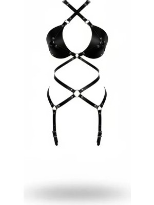 bebekokusu Siyah Body Harness Deri Çapraz Bağlamalı Tam Vücut Aksesuarı - BRF1409
