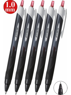 Artlantis Kırmızı Jel Uçlu Pilot Kalem 5 Adet Uniball Jetstream SXN-150S 1.0 mm Basmalı Pilot Kalem Roller Uçlu Likit Mürekkepli
