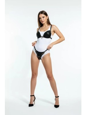 bebekokusu Siyah Harness Takım Deri Zımbalı Bralet Takımı - BRF1391