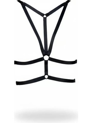 bebekokusu Siyah Göğüs Harness Metal Halka Detaylı Ayarlanabilir Bantlı - BRF163