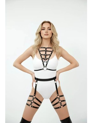 bebekokusu Siyah Harness Takım Metal Detaylı Vücut Aksesuarı - BRF113