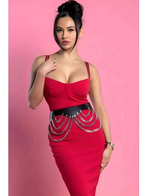 bebekokusu Deri Zincirli Bel Kemeri, Korse Harness - BRF1096