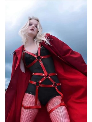 bebekokusu Vücudu Saran Kırmızı Deri Harness Fantazi Giyim - BRF750