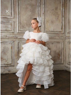 Murat Baby Kız Çoçuk Tak Çıkar Kuyruklu Kat Kat Abiye ve Toka