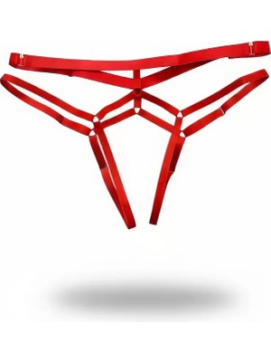 bebekokusu Kırmızı Tanga - Külot Halka Detaylı Çok Şeritli - BRF145