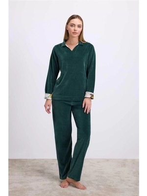 bebekokusu Uzun Kollu Kadife Sweatshirt ve Pantolon Pijama Takımı