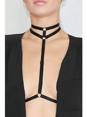 bebekokusu Boyunda Çift Sıralı Şık Lastik Harness - BRF84