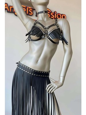 bebekokusu Püsküllü Etek ve Püsküllü Sütyen Harness Takım