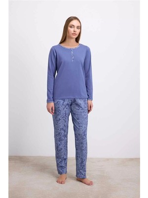 bebekokusu %95 Pamuklu Uzun Kollu T-Shirt ve Desenli Pantolon Pijama Takımı