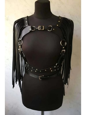 bebekokusu Püsküllü Deri Ceket Harness, Şık Deri Harness Ceket - BRF999