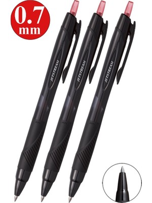 Artlantis Kırmızı Jel Uçlu Pilot Kalem 3 Adet Uniball Jetstream SXN-157S 0.7 mm Basmalı Pilot Kalem Roller Uçlu Likit Mürekkepli