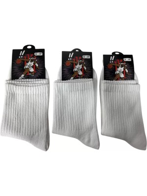 bebekokusu Yalıncak Uzun Konç Kolej Çorap  Beyaz Desensiz 3 Adet