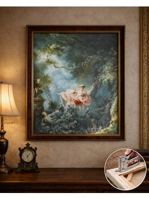 Jean Honore Fragonard (Salıncak 1767) Çerçeveli Klasik Vintage Duvar Tablo