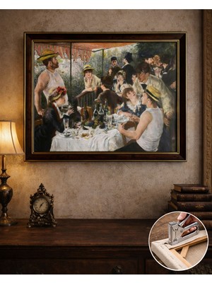 Renoir (Tekne Partisinde Öğle Yemeği 1881) Çerçeveli Klasik Vintage Duvar Tablo