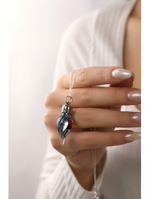 PremiumPort 925 Ayar Gümüş Kişiye Özel Isimli Renkli Gül Detaylı Cam Fanus Kolye