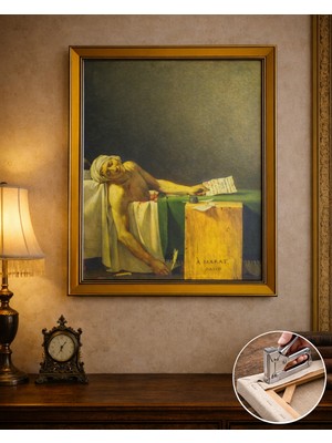 Jacques Louis David (Marat'ın Ölümü 1793) Çerçeveli Klasik Vintage Duvar Tablo