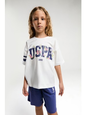 U.s. Polo Assn. Garson Kız Çocuk Rahat Kalıp Oversize Pamuklu Yazılı Kısa Kollu Şortlu Pijama Takım