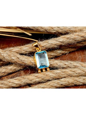 PremiumPort El Yapımı Mavi Topaz 925 Ayar Gümüş Kadın Kolye, Zarif Takı