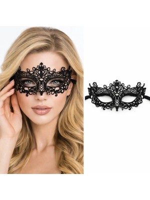 tp Buğz Siyah Dantel Venedik Maskesi Kadın – Zarif Parti &amp; Balo Maskesi 6 No